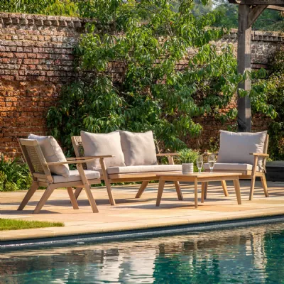 Wooden Folding Outdoor Patio Lounge Set and Coffee Table