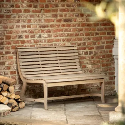 Natural Wooden Curved Outdoor Garden Slatted Bench