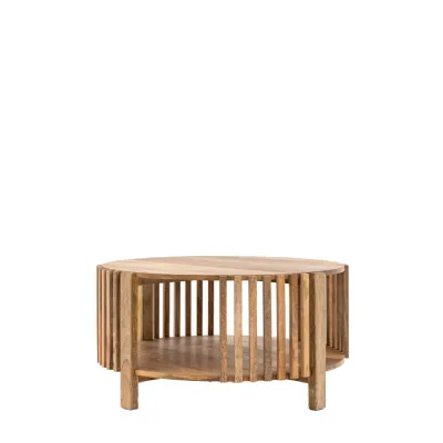 Natural Wooden Slatted Coffee Table
