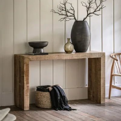 Chunky Rustic Natural Mango Wood Console Table 140cm Wide