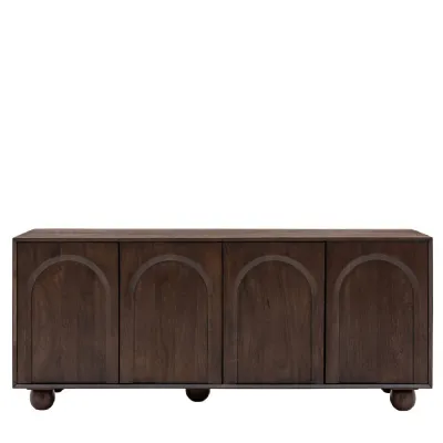 Dark Mango Wood 4 Door Arc Sideboard