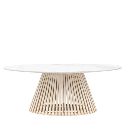 Marble Top Oval Mango Wood Dining Table