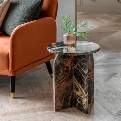 Ember Marble Curved Base Round Side Table