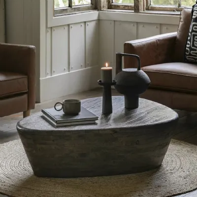 Chunky Dark Mango Wood Triangular Shaped Coffee Table