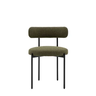 Curved Back Green Fabric Dining Chair (Pack Of 2)