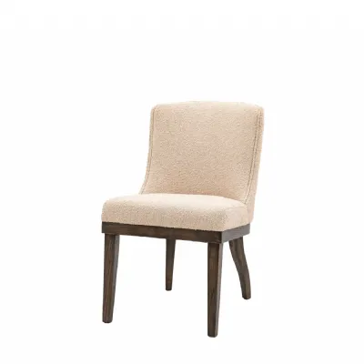 Taupe Fabric Curved Back Dining Chair Walnut Legs