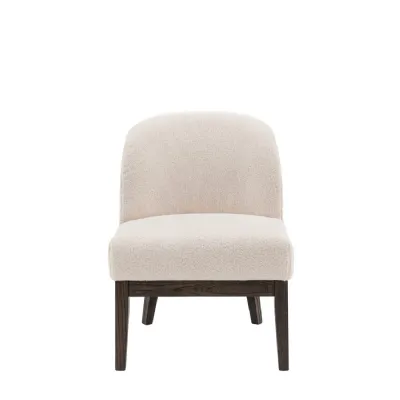White Fabric Curved Back Chair
