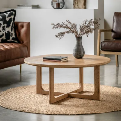 Natural Oak Large 90cm Round Coffee Table