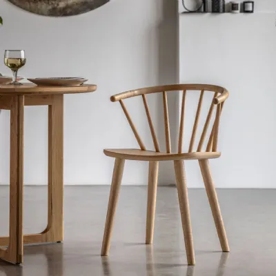 Natural Wood Spindle Back Dining Chair