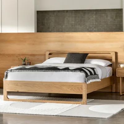 Modern Scandi Natural Light Oak Double 4ft6 Bed Frame