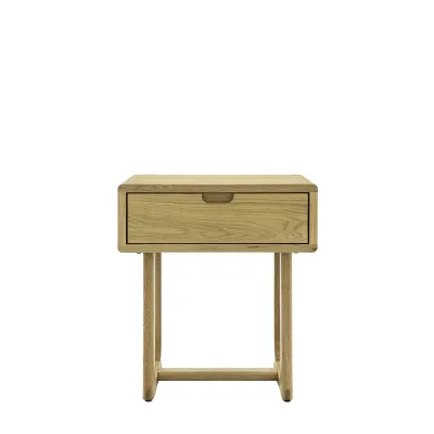 Natural Oak Wood 1 Drawer Small Bedside Cabinet