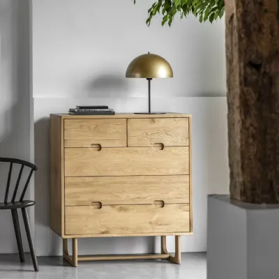 Natural Oak 2 Over 3 Chest Of Drawers