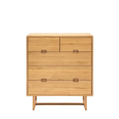 Natural Oak Five Drawer Chest