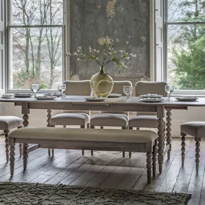 Natural Wood Extending Dining Table with Turned Bobbin Legs