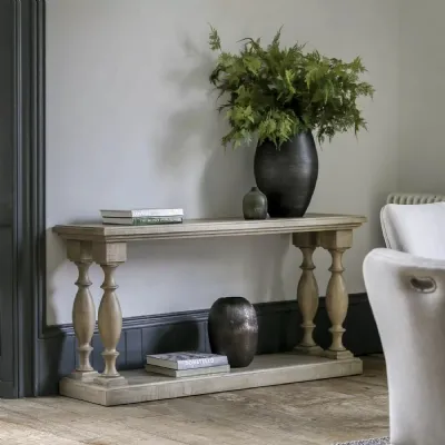 Natural Rustic Rough Sawn Wood Console Hall Table