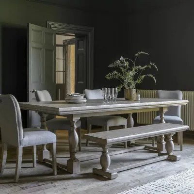 Rustic Natural Wood Large Extending Refectory Dining Table