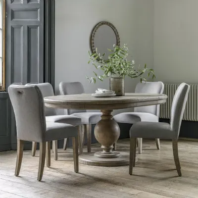 Rustic Wood Round Oval Pedestal Extending Dining Table