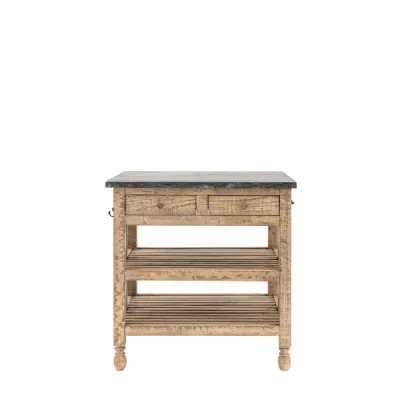 2 Drawer Marble Top Kitchen Island
