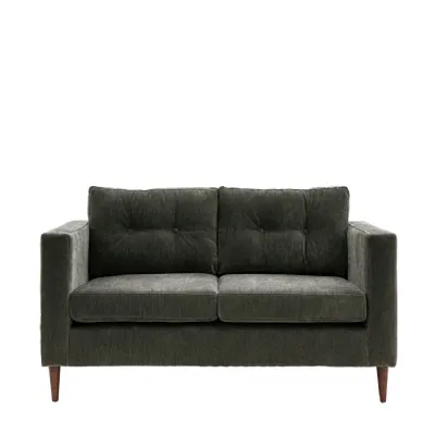 Dark Green Block Arm Two Seater Sofa