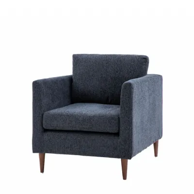 Charcoal Fabric Scatter Back Armchair Turned Wooden Legs