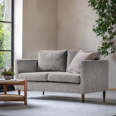 Natural Fabric 2 Seater Sofa with Tapered Arms
