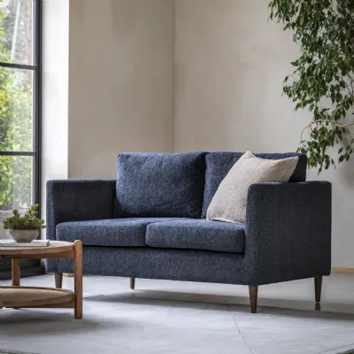 Charcoal Fabric 2 Seater Sofa with Tapered Arms