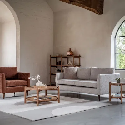 Natural Fabric Upholstered Large 3 Seater Sofa