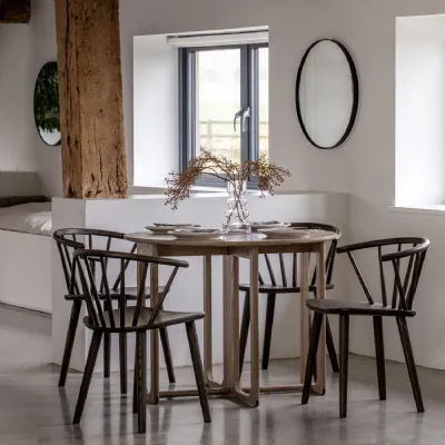 Smoked Oak Round Folding Dining Table 100cm Diameter