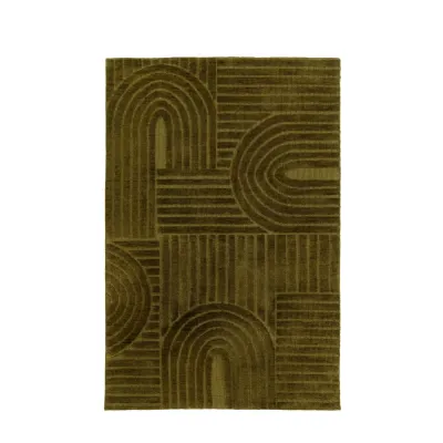 Rectangular Large Dark Olive Green Rug 230 x 160cm