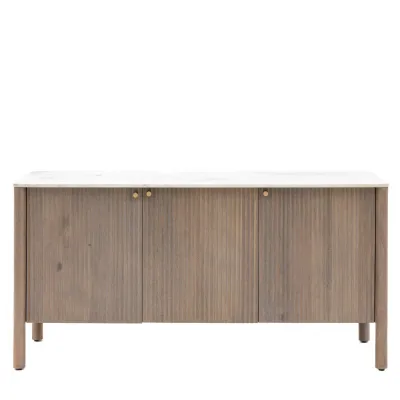 3 Door Grey Wash Wooden Sideboard
