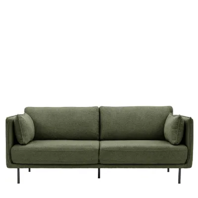 Green Boucle Black Frame Sofa