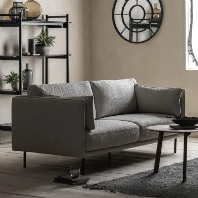 Natural Boucle Fabric Large 3 Seater Sofa Metal Legs