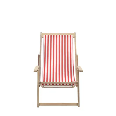 Striped Red Adjustable Deck Chair