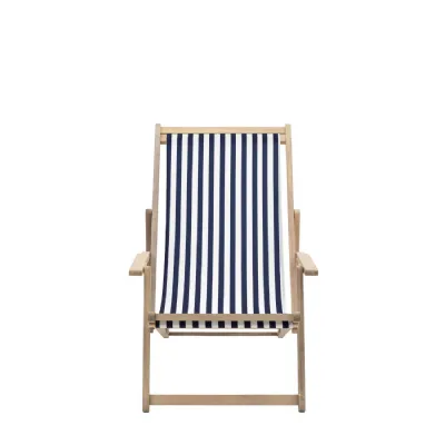 Striped Navy Adjustable Deck Chair