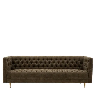 Contemporary Buttoned Moss Green Sofa