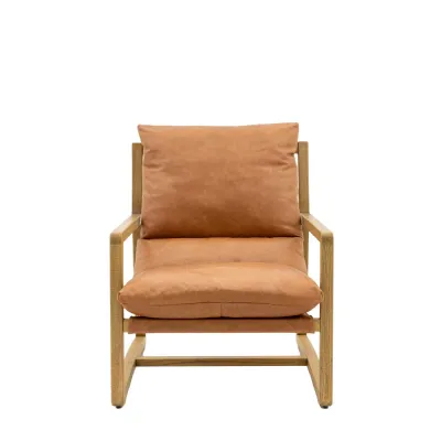 Brown Vintage Leather Pillow Armchair