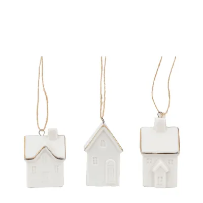 Pearly White Hanging House Ornaments (3pk)