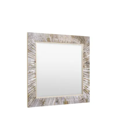 Cream and Gold Radiating Patterned Square Wall Mirror