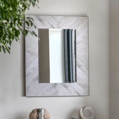 Rustic Rectangular Wall Mirror with Whitewashed Wooden Frame