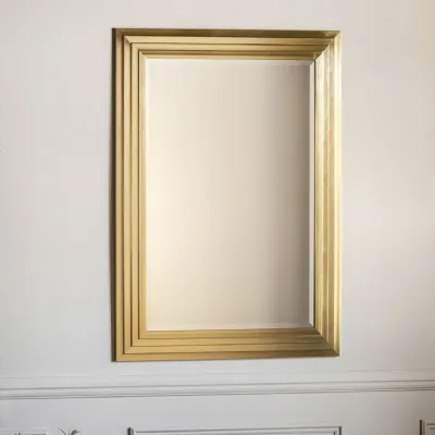 Light Gold Stepped Framed Small Decorative Wall Mirror