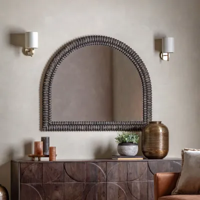 Black Wash Arch Overmantle Leaner Semi Circle Wall Mirror
