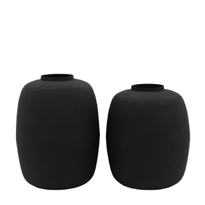 Zia Vase Black 390mm Set of 2