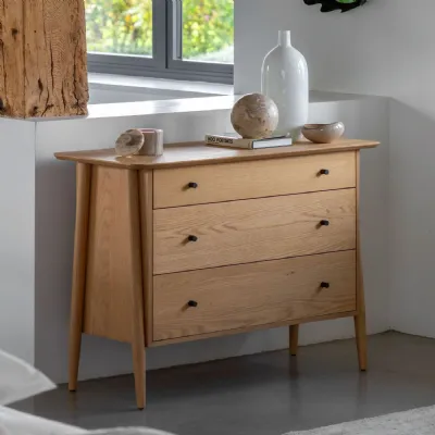 Natural Oak Scandinavian Chest of 3 Drawers