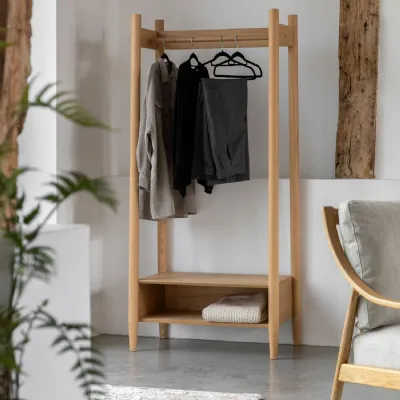 Natural Oak Open Wardrobe with Shelf