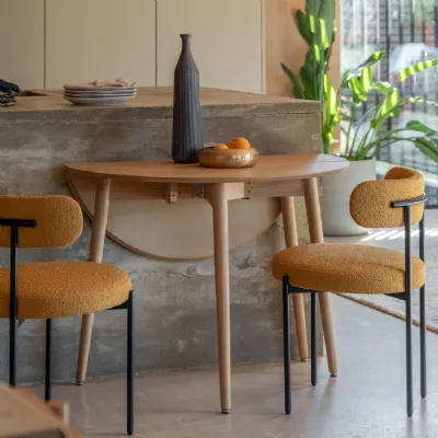 Natural Oak Drop Leaf 100cm Round Dining Table 4 Seater