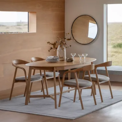 Large Scandinavian Natural Oak Oval Extending Dining Table