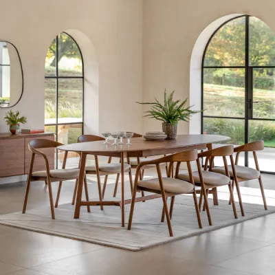 Walnut Wooden 200cm Large Oval Extending Dining Table