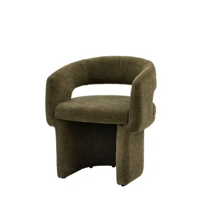 Green Fabric Funky Curved Back Dining Chair