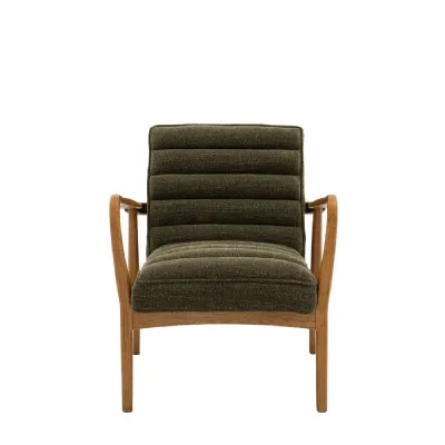 Green Fabric Wood Frame Easychair