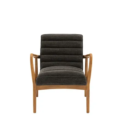 Charcoal Grey Boucle Upholstered Armchair